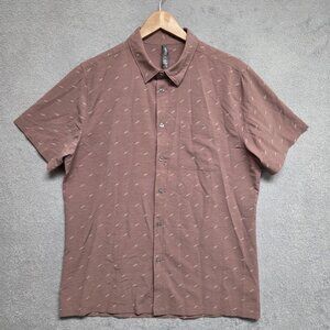 Vuori Bridge Shirt Mens Large Terracotta Dagger Woven Button Up Performance V184